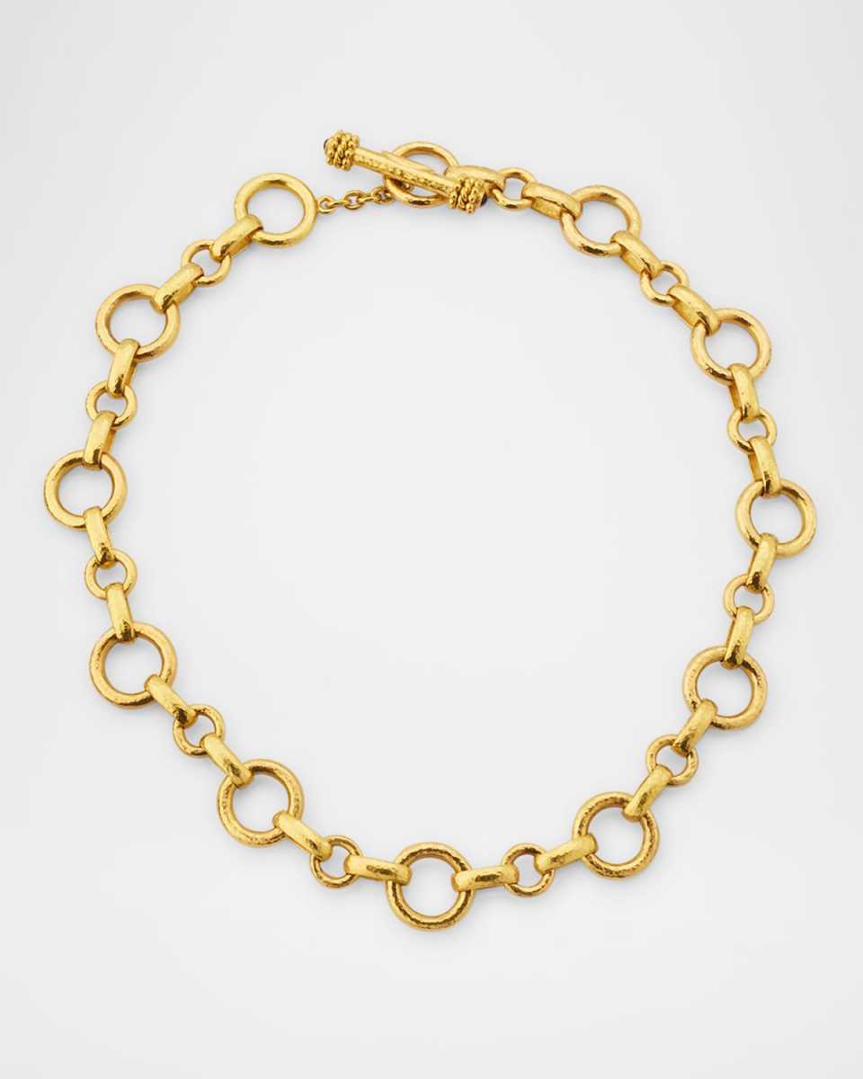 19K Large Siena Link Necklace with Stone Toggle